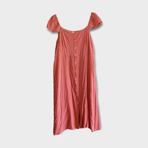 Xhilaration Plus Size Off Shoulder Polka Dots Pink Midi Dress size XXL